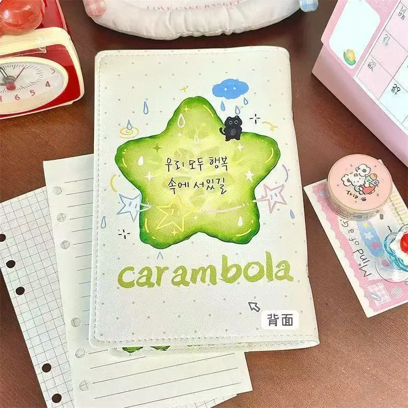 A6 Green Star Cactus Fruit Detachable Storage Notebook Student Magnetic Journal Soft Cover High-Value Edition Office Stationery