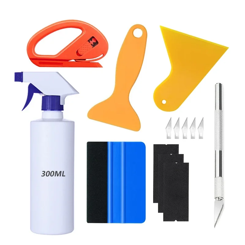 

Набор инструментов для обертывания автомобильной пленки, виниловый скребок, резак-распылитель для тонировки окон автомобиля, автомобильные аксессуары, инструменты для упаковки, набор ракелей