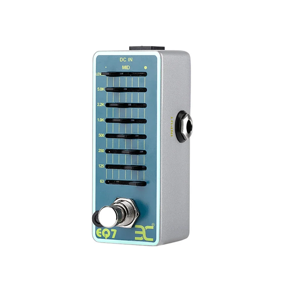 ENO EQ7 E-Gitarren-Effektpedal, Siebenband-Ausgleich, Mini-Metallgehäuse, sieben symmetrisch, einstellbarer Bereich, 5 kHz bis 63 Hz