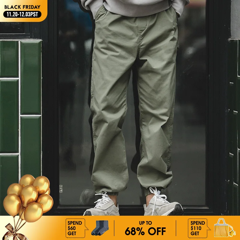 

Maden Vintage Drawstring Pants Men's Spring and Fall Elastic Waist Harem Style Casual Trousers Letter Print Joggers Bottoms