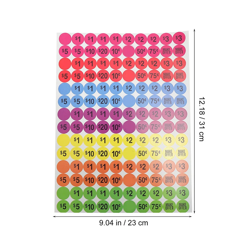20 Lembar Label Harga Kertas Bulat Label Harga Komoditas Tanda Berwarna Cerah untuk Toko Supermarket Toko Ritel
