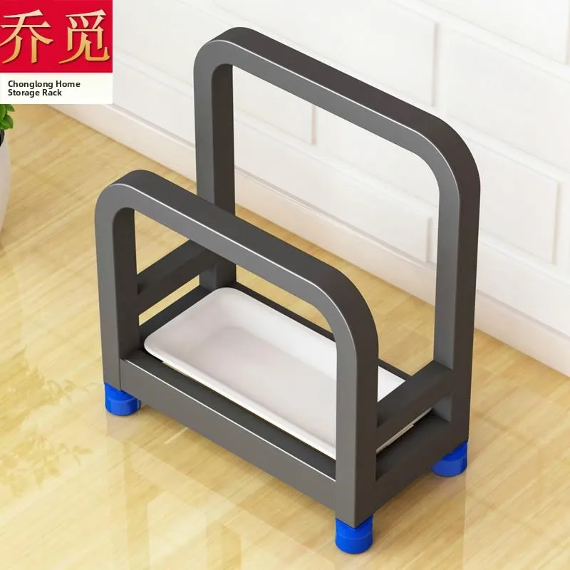 

Stainless Steel Wooden Cutting Board Rack Kitchen Storage Shelf Pot Lid Holder One-Piece Home Storage Rack Non-Slip Pad