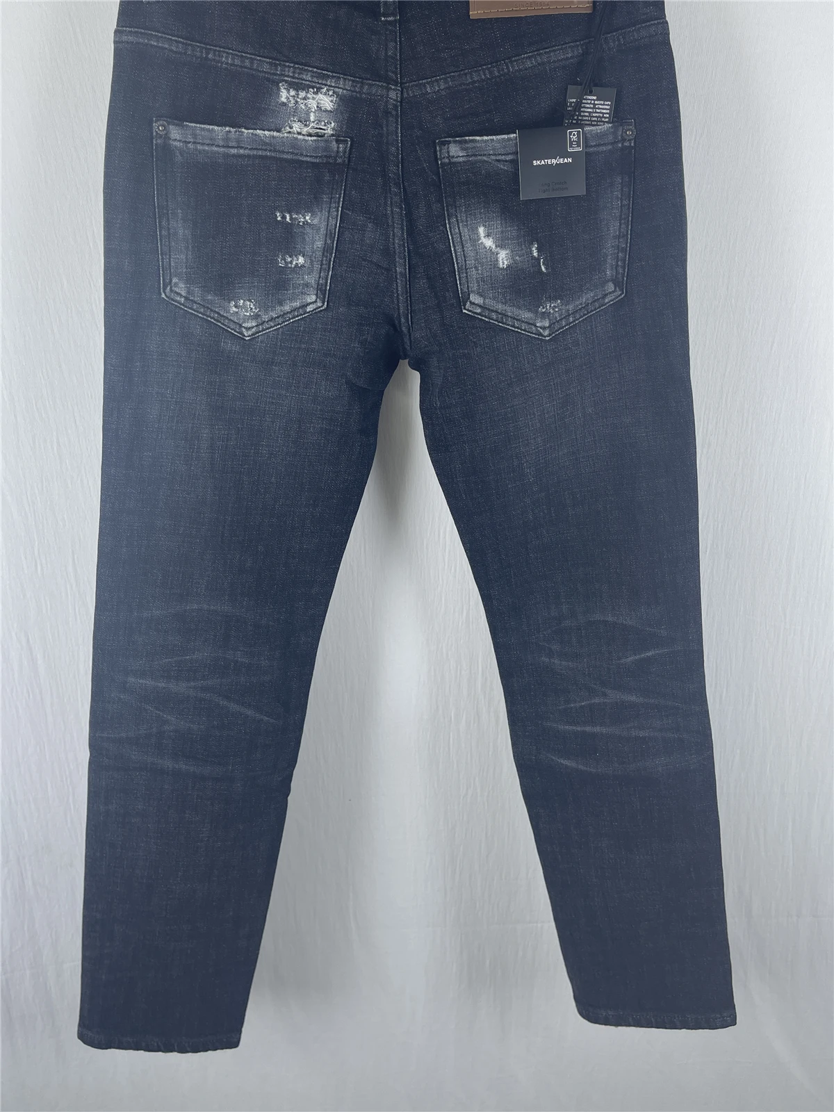 

6074 New Men's Jeans Fashion Slim-fit Washed Ripped Paint Micro-elastic Leg Jeans