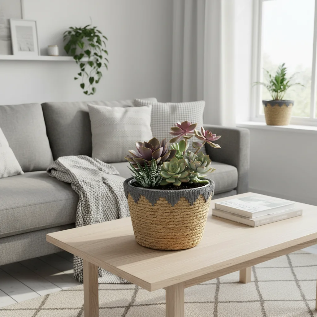 Balcony Garden Planter Basket Handmade Rattan Pot Decorative Holder for Living Room Home Decor Rustic Durable