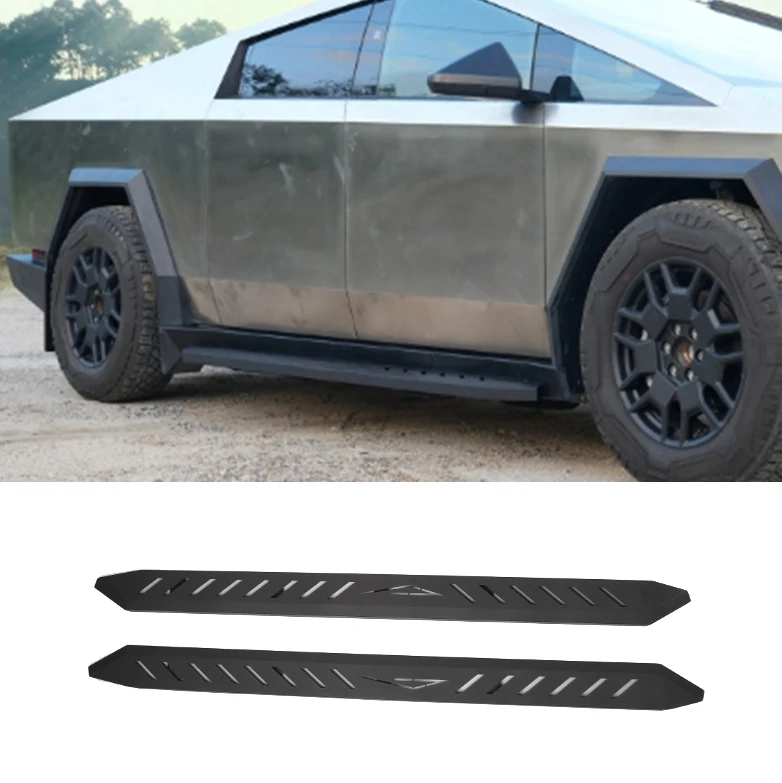 Подходит для Tesla Cybertruck 2024-2025, подножки для бега с боковыми ступеньками, 2 шт. черных решеток Nerf из алюминиевого сплава с противоскользящей поверхностью