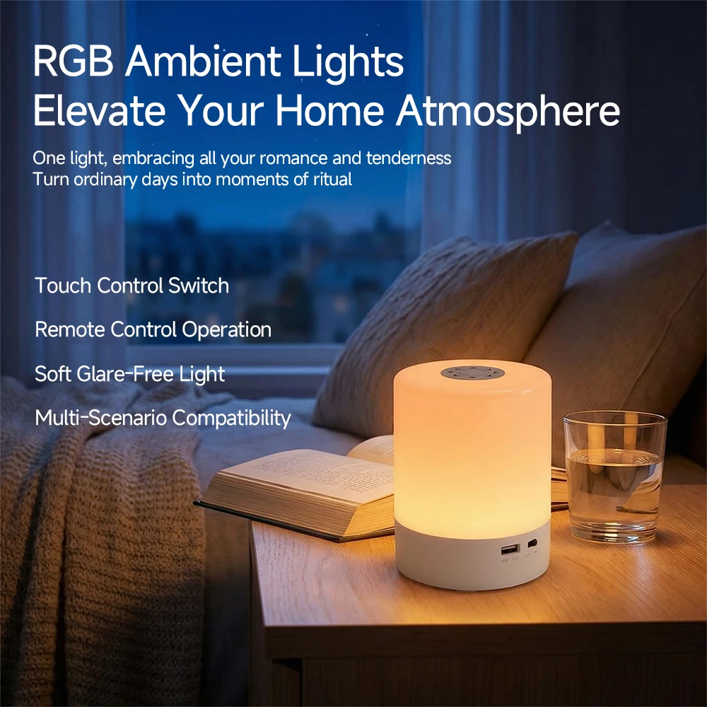 Night Light Clap Lamp Rechargeable Touch Bedroom Bedside  Children's Sleep  Long Battery Led Eyeshield Decorate