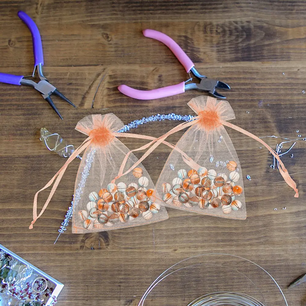 

100Pcs Drawstring Organza Jewelry Bags Small Mesh Pouches for Wedding Party Favors Candy Beads Bracelets Gift Packaging