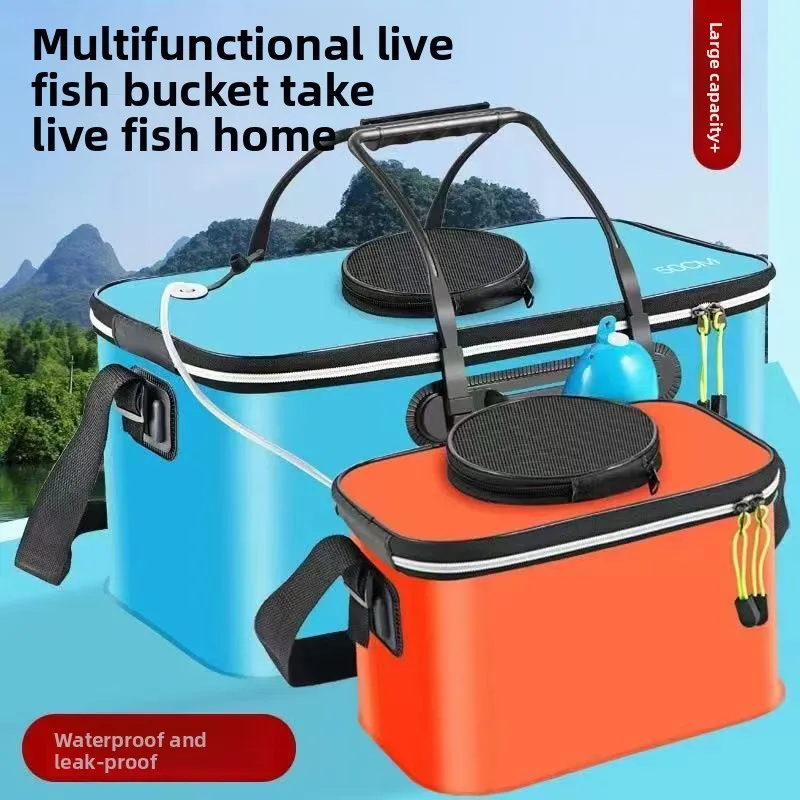 

Thickened Portable Live Fish Bucket Outdoor Folding Box Large Capacity Fish Bucket Live Fish Bag Fishing Gear Supplies