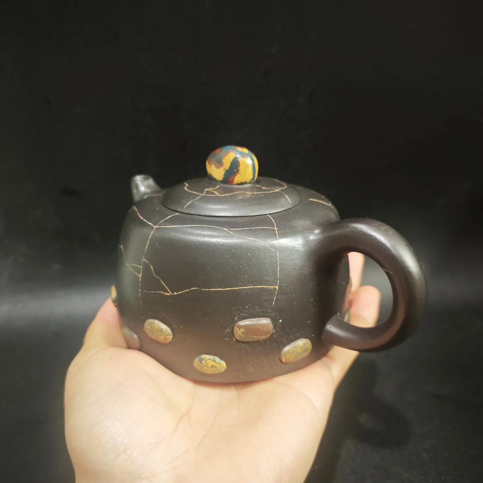 Antique Rainflower Pebble Zisha Teapot400ccYixing Natural Texture Scholar's Rock
