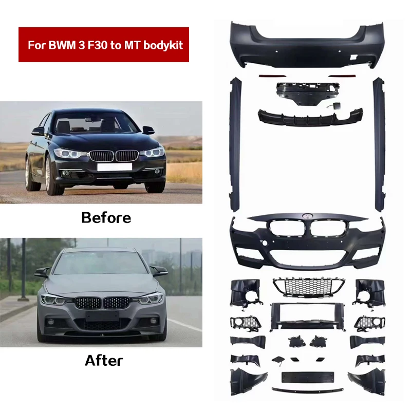 M-tech F30 Body Kit for BMW 3 Series 12-18 F30 Upgrade To M-tech Front Bumper Rear Bumper Side Skirt Grille BMW F30 MT BODYKIT