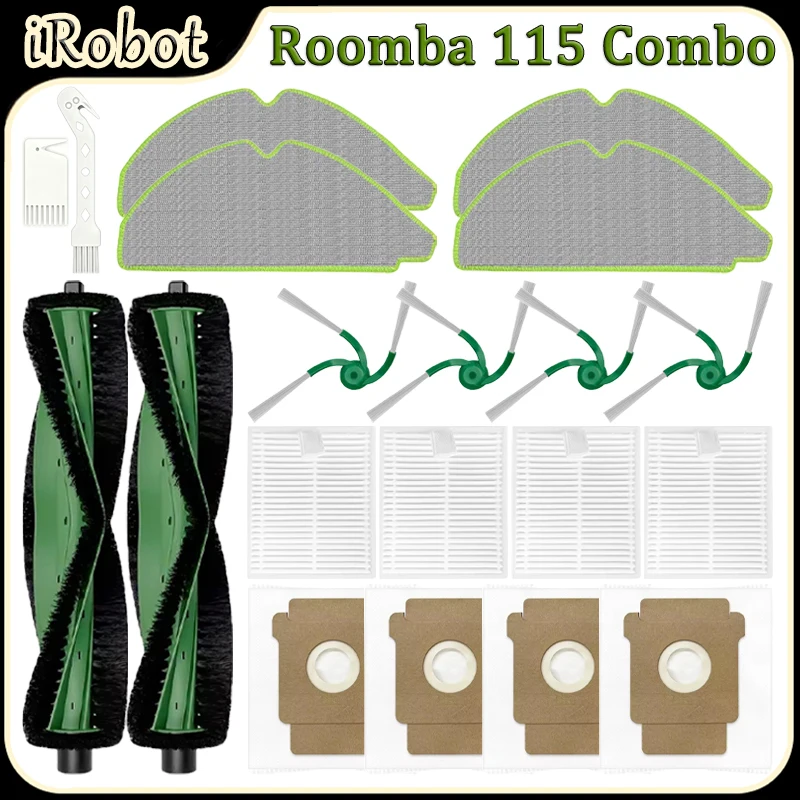For IRobot Roomba 115 Combo Robot Vacuum Accessories Main Brush HEPA Filter Mop Pad Side Brush Dust Bag Replacement Parts