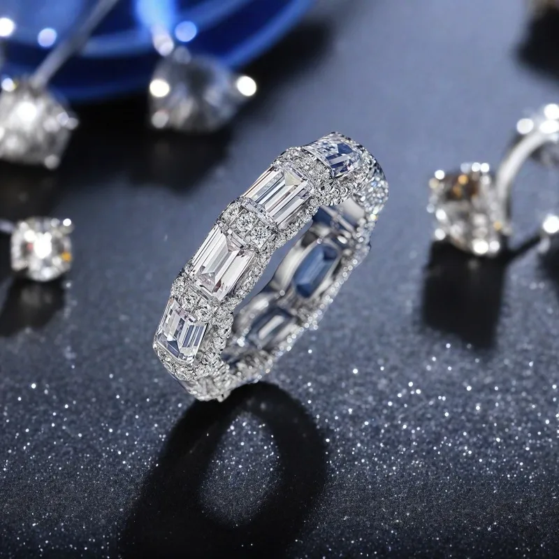 Cross-border hot-selling, micro-inlaid zircon geometric ring jewelry, new ring women can stack exquisite single rings