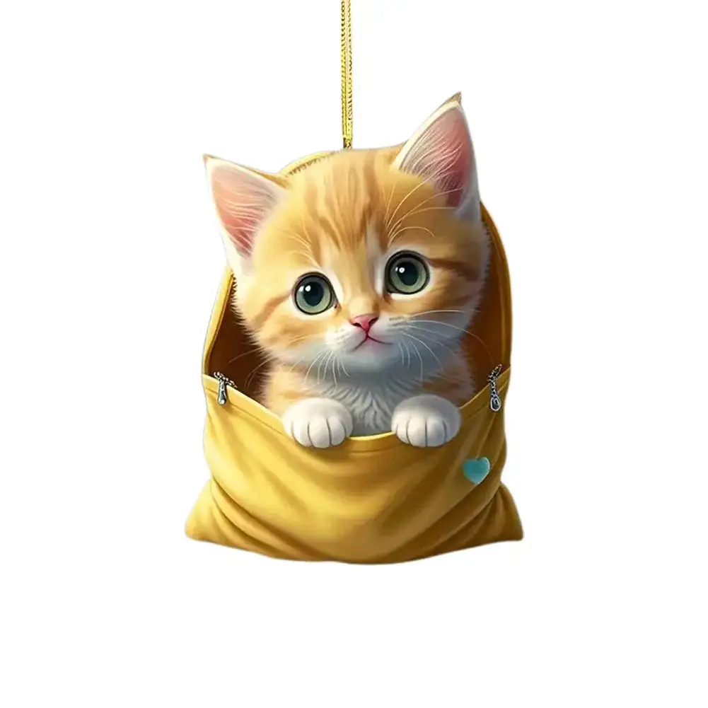 2D Acrylic Cartoon Car Pendant Backpack Pendant Cute Hang Up Acrylic Decoration Cute Car Cat And Dog Ornaments