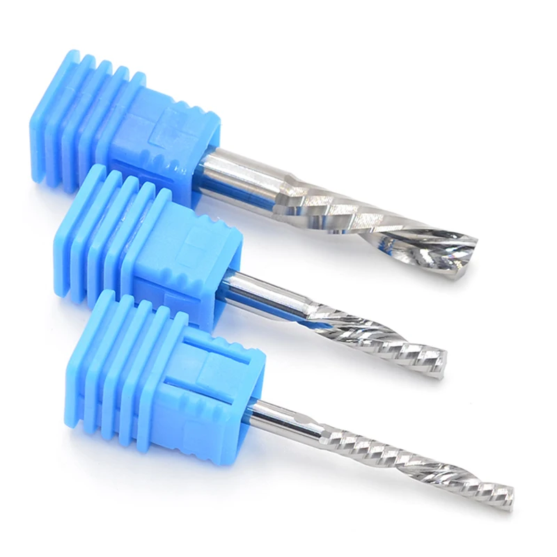 Fresa de extremo helicoidal izquierda, brocas de carburo ranurado para cortar, MDF, PVC, madera, herramientas de tablero de plástico