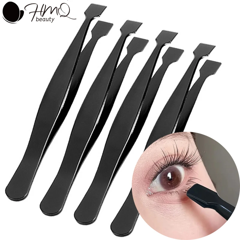 Precision Lower Lash Tweezers Eyelash Extensions Tweezers with Flat Wide Tips Premium Stainless Steel Lash Applicator Non-Slip