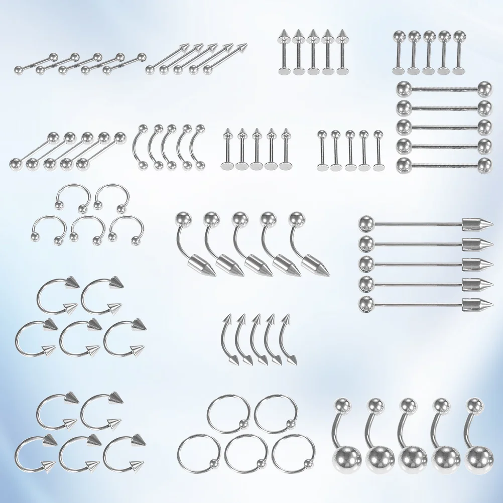 1 مجموعة من ترصيع الأنف مجوهرات حلقة ثقب الشفاه Labret البطن خاتم على شكل زر المقاوم للصدأ زخرفة الجسم لولائم الحفلات #3