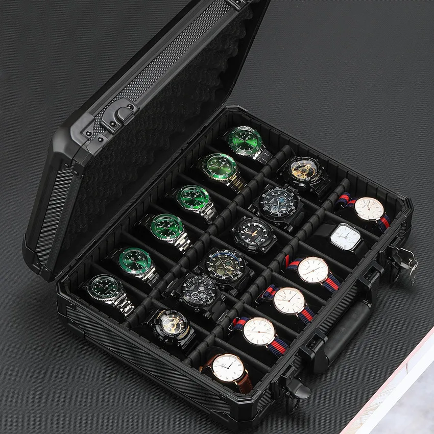 

Super high-end boutique luxury 18-bit aluminum alloy watch display with lock cases storage cases wholesale