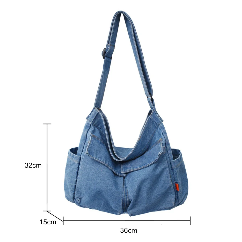 Vintage Denim Shoulder Crossbody Bags for Girls School Messenger Bags Travel Handbags Casual Large Capacity Women Shoulder Bags