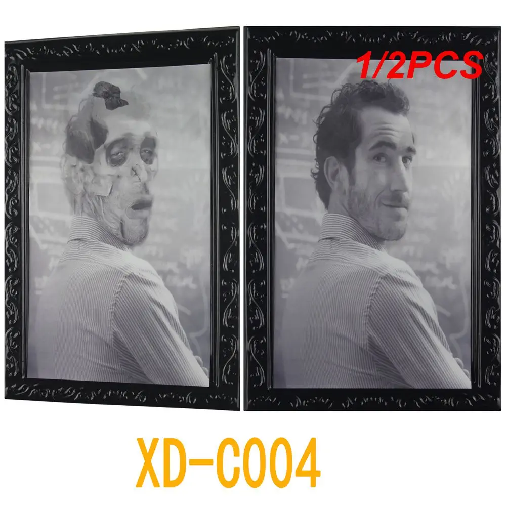 1/2PCS Halloween 3D Change Face Expression Moving Ghost Portrait Photo Frame Horror Party Castle Haunted House Decoration Props