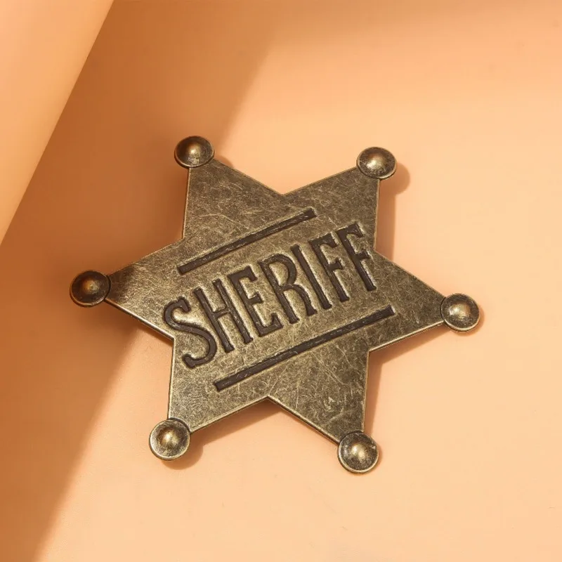 Adults Sheriff Metal Pin Deputy Kids Sheriff Brooch Western Police Badge Lapel Jacket Pin West Prop Five-pointed Star Medal Gift