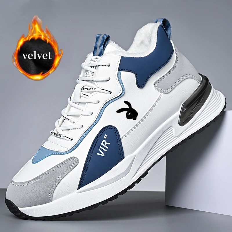 

Winter Velvet Men's Sneakers Outdoor Non-slip Running Shoes For Men Platform Sports Shoes Comfy Warm Leather Casual Sneakers Man