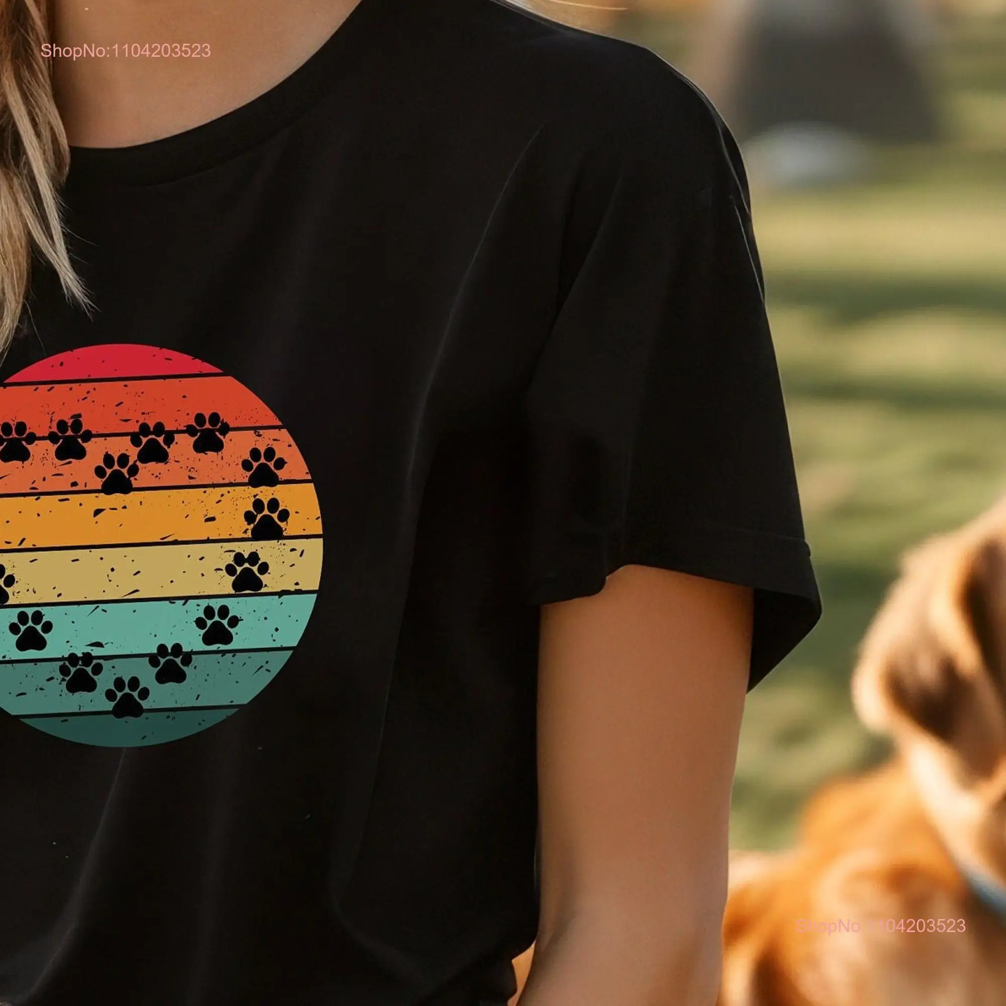 Dog Paws Heart Retro Sunset T Shirt Pet Love Gender Neutral Perfect for Him or Her Unique Lover long or short sleeves