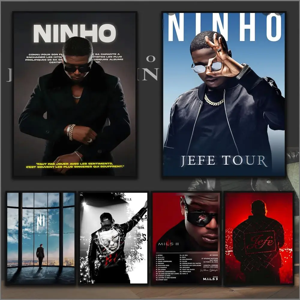 Hot RapperN-Ninho Poster HD Waterproof Wall Art Self Adhesive Scratch Proof For Home Office Bar