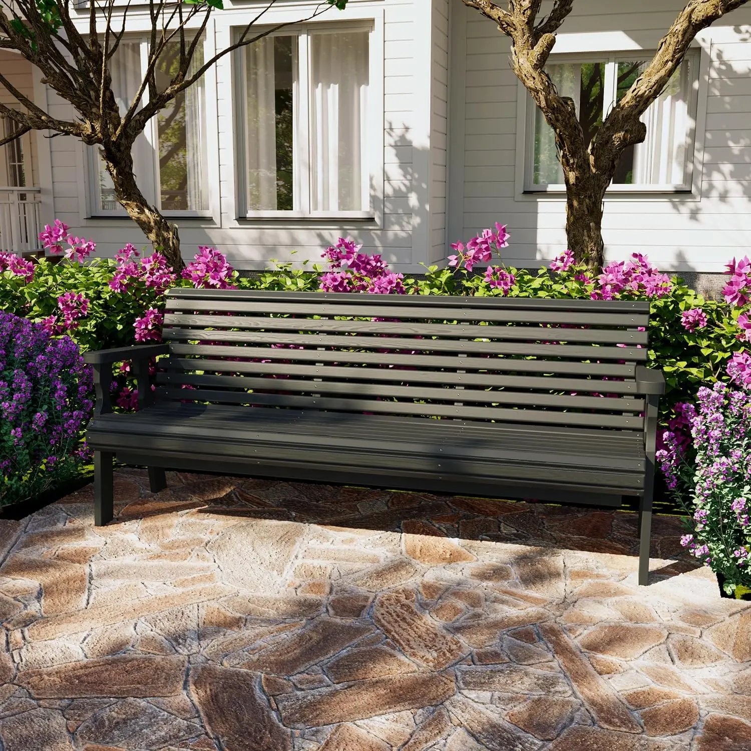 6ft Heavy Duty Roll Back Outdoor Bench Treated Pine 700lb Capacity, Customized