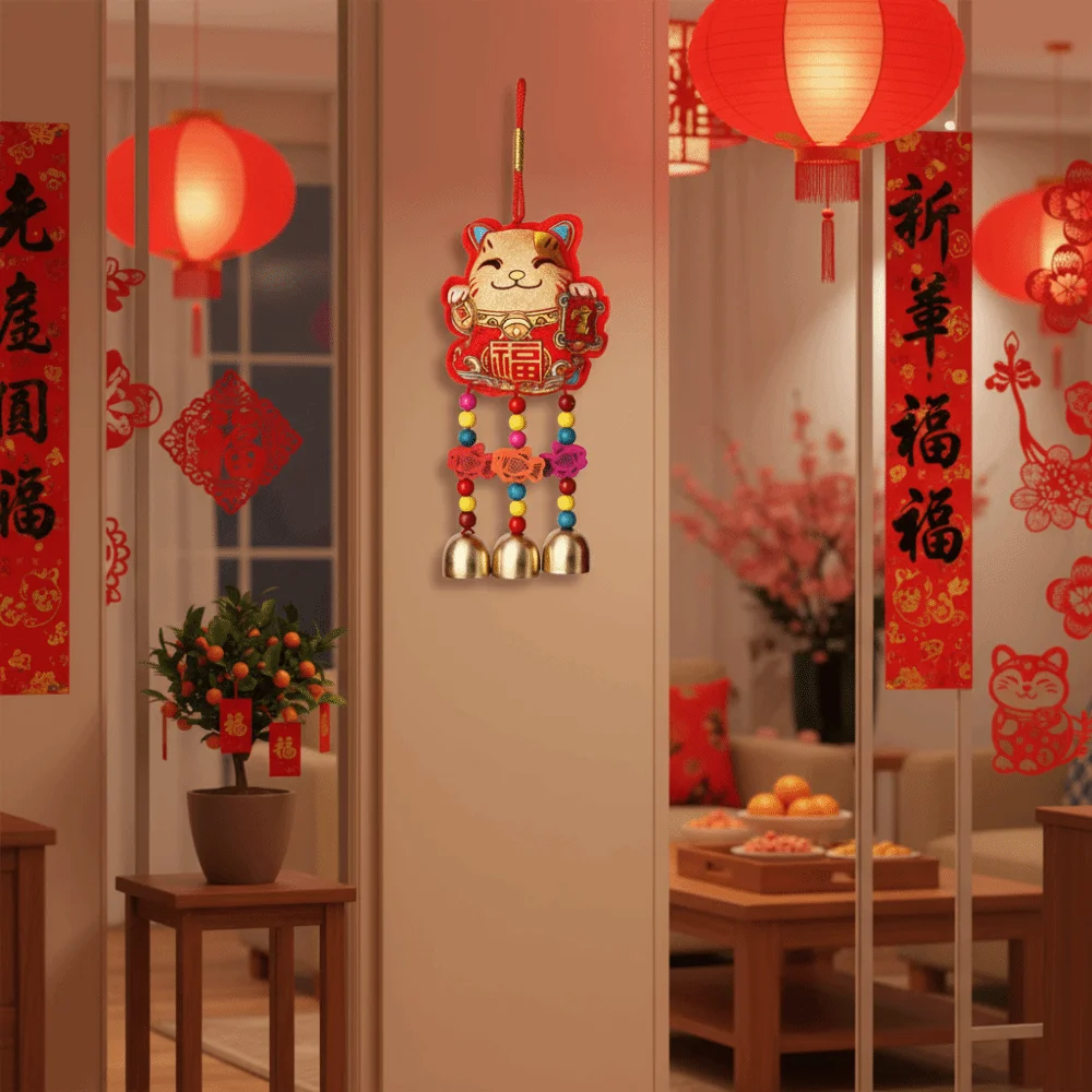 The God of Fortune Chinese New Year Decoration Red 2026 Year of The Horse Spring Festival Decorations Embroidered Traditional