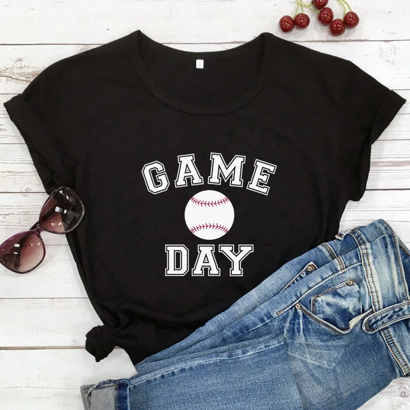 

colored game day baseball shirt retro women sport graphic tshirt