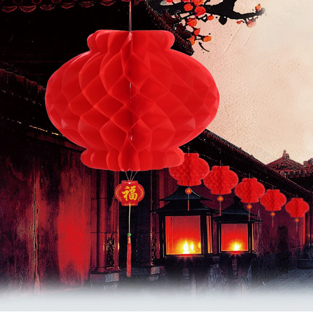 

30pcs Round Red Hanging Hanging Lanterns Decorative Plastic Light Spring Festival Red Lanterns Christmas Party
