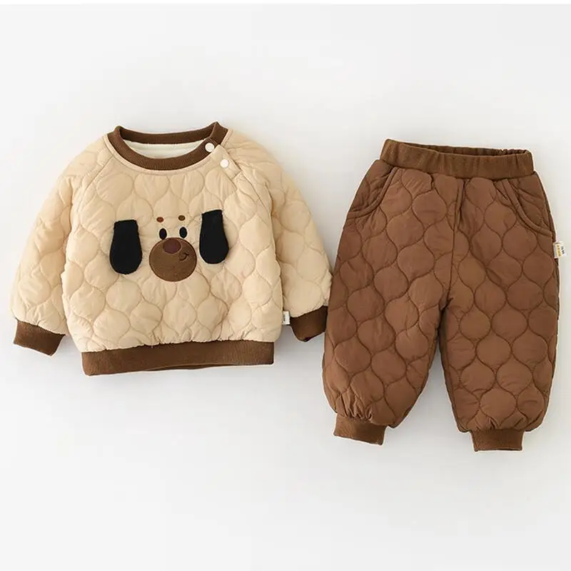 

Autumn Winter Girls Boys Baby Cotton-Padded Coat Set Kids Padded Jacket Thicken Warm Loungewear Padded Coat Kids Clothes