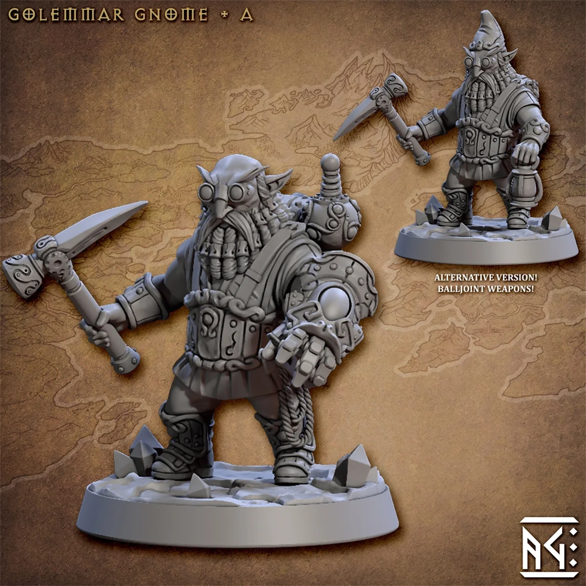 3D Printing Microscopic Models [Abyss Dwarf] Feng Shui Master Technician Ramasu Dnd Running Group Table Game Chess Model