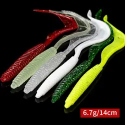 5PCS Silicone Luya Bait Fishing Wobblers Mini Ocean Rock Fishing Soft Lure Rubber Soft Bait 14cm Soft Worm Artificial Baits Bass