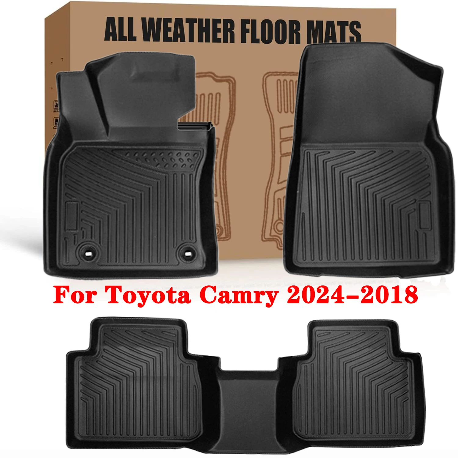 

TPE Floor Mats Fit for Toyota Camry 2024-2018 Standard Models LHD, All Weather Protection Car Mats Includes 1st and 2nd Row