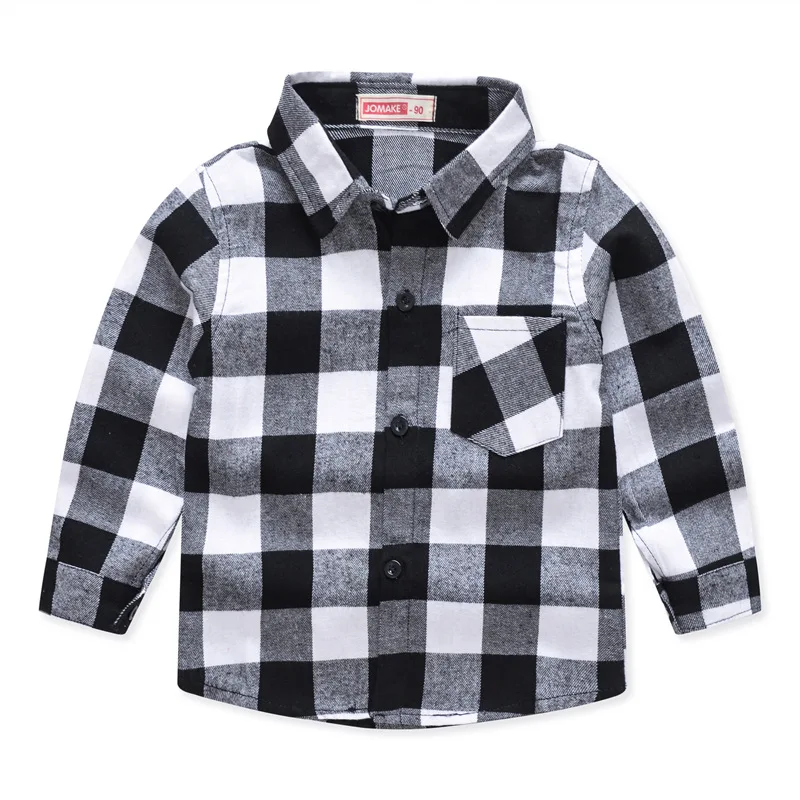 2023 New Toddler Boys Shirts Spring Autumn Kids British Style Long-sleeved Shirts Cotton Plaid Print Shirts Children\'s Clothing