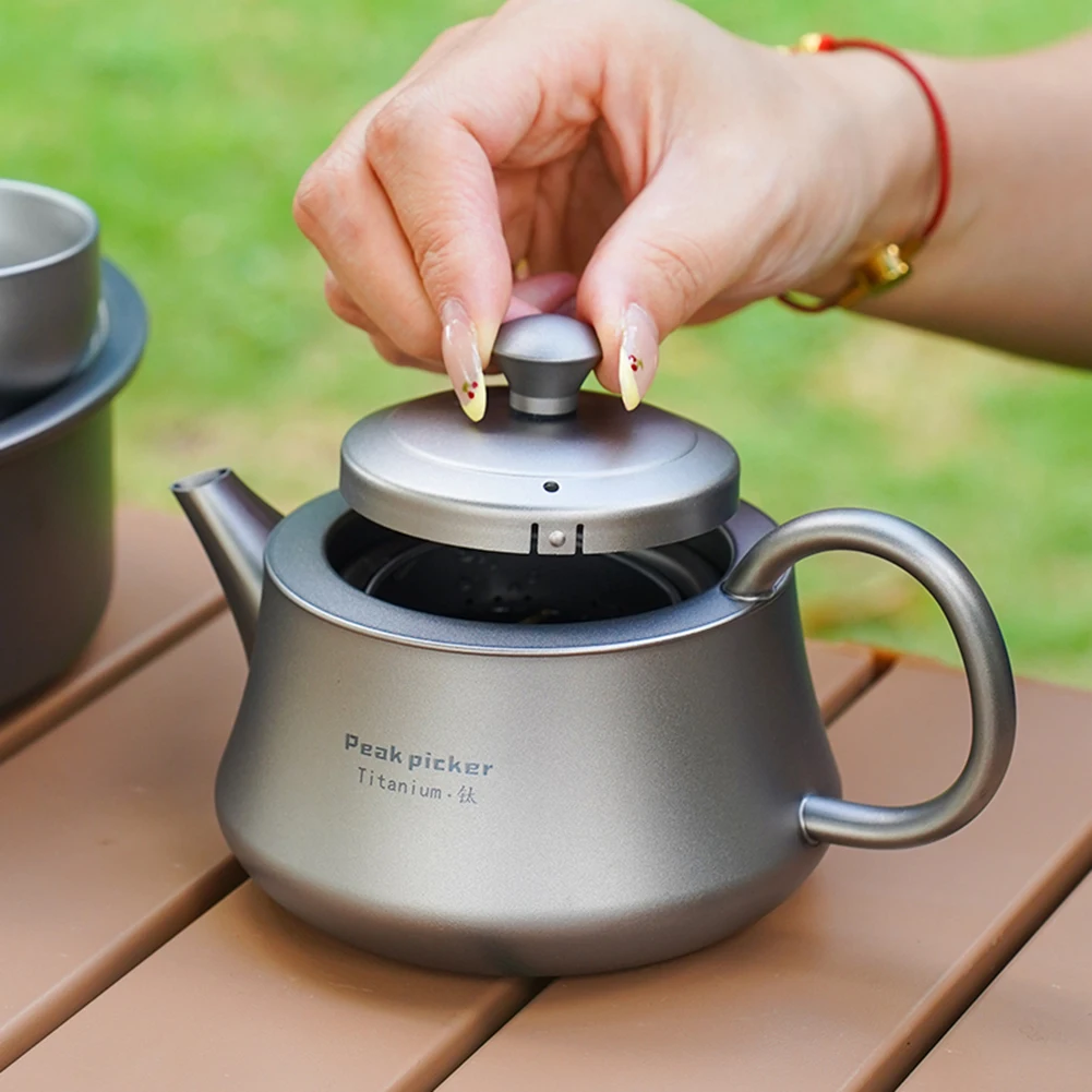 

300ml Titanium Tea Kettle Set with Infuser – Travel & Portable Tea Set for Outdoor Camping and Car Use, Includes Titanium Cups