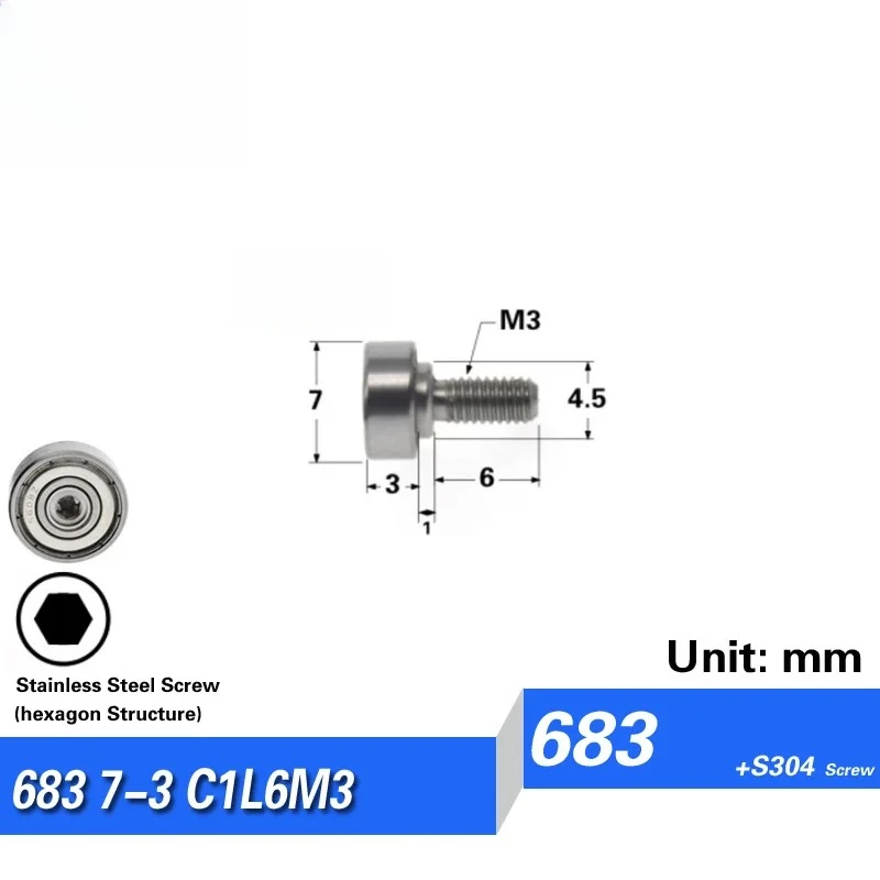 M3 Stainless Steel Screw External Thread Bearing with Screw Guide Wheel