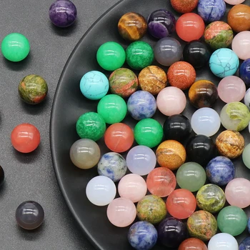 10 Uds. De cuentas de piedra Natural sin agujeros, abalorios de ágata sin agujeros, cuentas redondas para fabricación de joyería, accesorios Diy de 10mm y 12mm