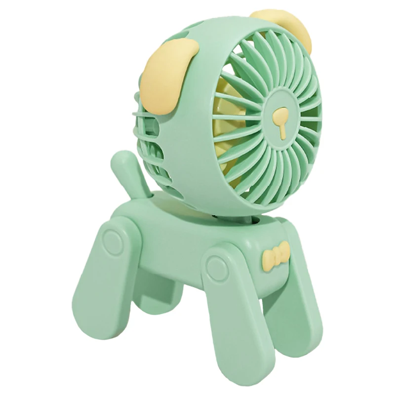 Mini Decoration Fans Cute Pet Dog Rechargeable USB Small Electric Fan Student Dormitory Decoration Fan Green