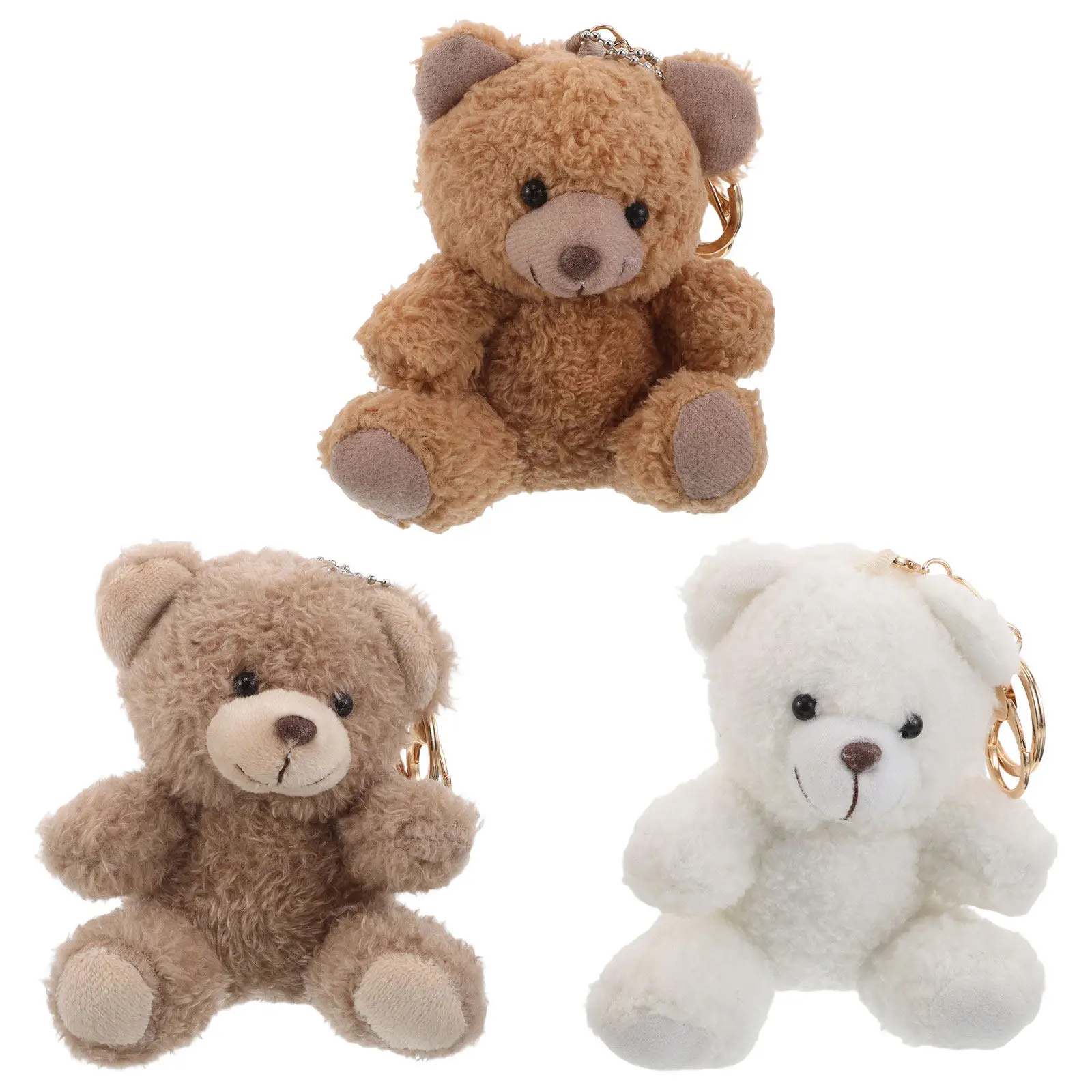

3Pcs Adorable Keychains Sitting Posture Animal Backpack Purse Charms Ideal Christmas Presents Bear Key Chain