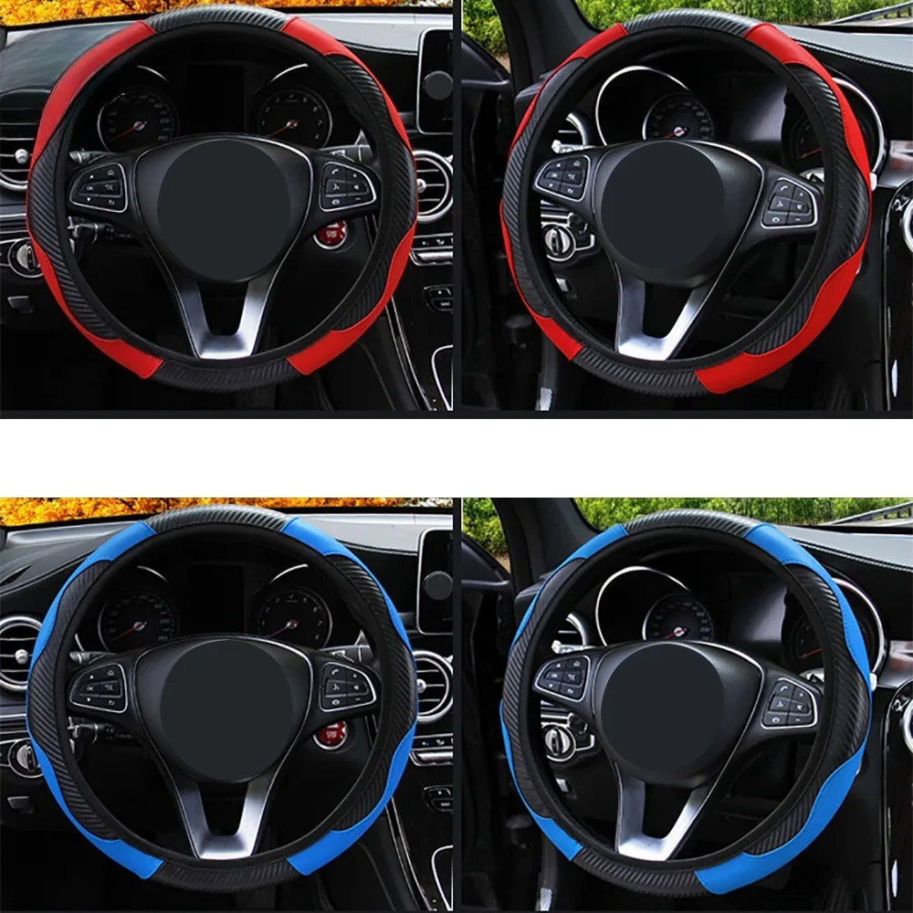 

Universal Car Steering Wheel Cover For 37-38cm Steer Wheel Faux Leather Breathable Car Wheel Cover Interior Auto Accessories