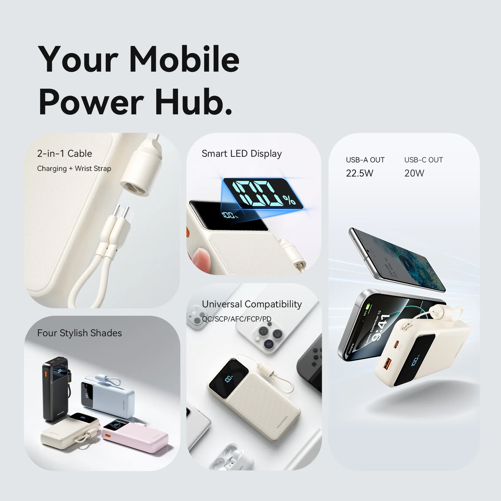 Vention CCC 20000mAh 22.5W Power Bank Portable Fast Charger for Xiaomi iPhone Samsung Spare Battery 3C Certified Powerbank