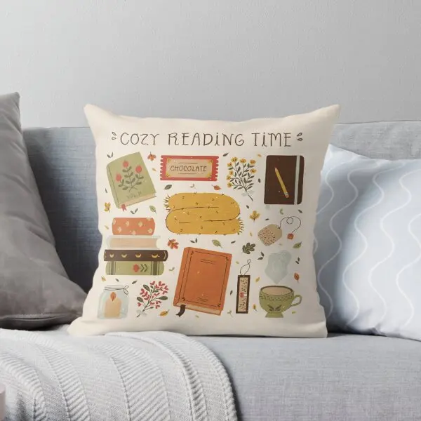 Cozy Reading Time  Printing Throw Pillow Cover Home Car Fashion Bedroom Decor Waist Sofa Wedding Pillows not include One Side