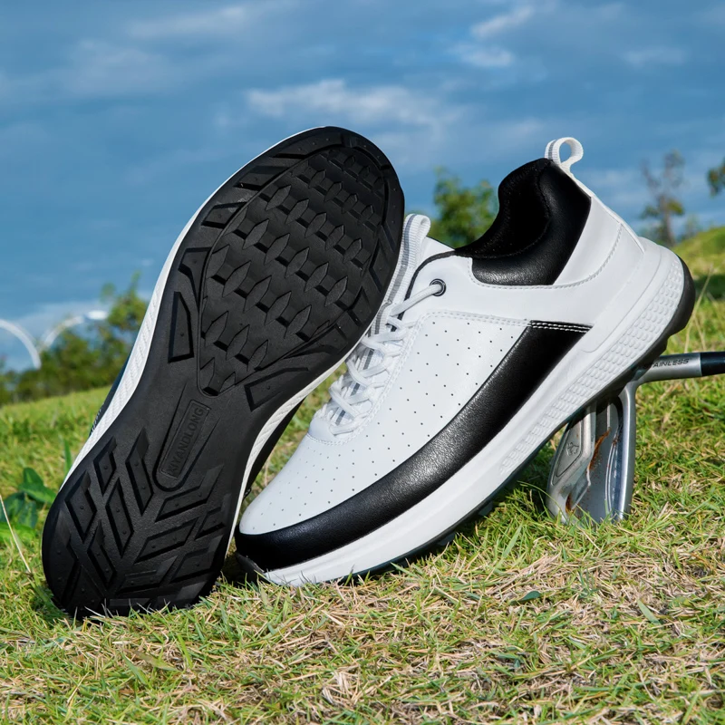 

Мужская спортивная обувь для гольфа, водонепроницаемая нескользящая молодежная офисная повседневная кожаная обувь с фиксированными гвоздями, удобная мужская спортивная обувь на открытом воздухе