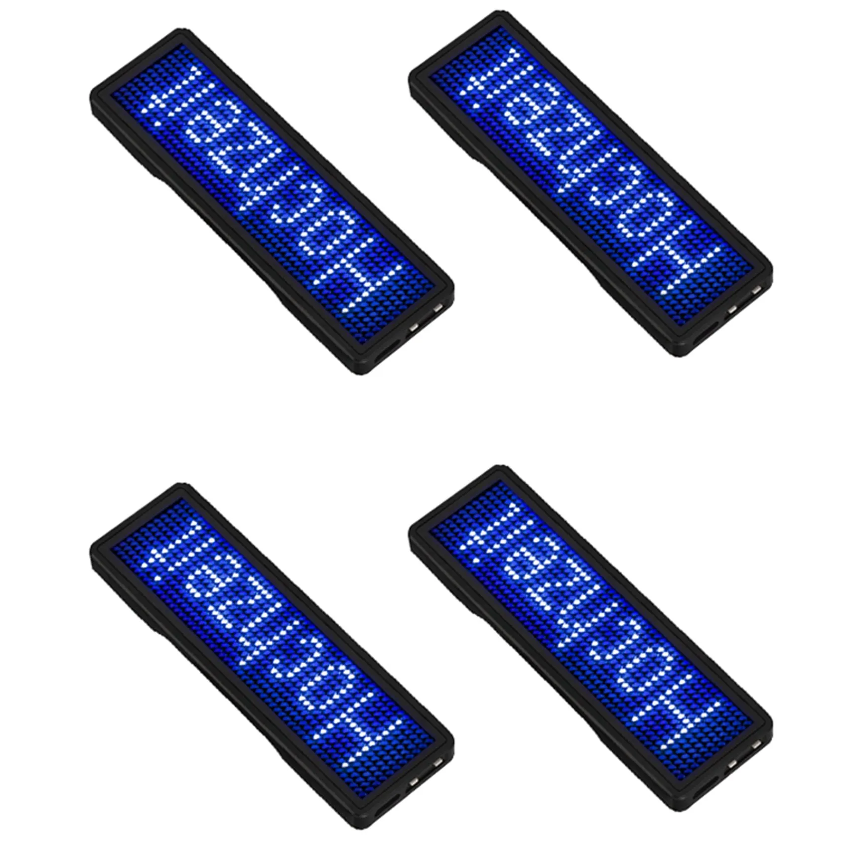 

4X Bluetooth светодиодный бейдж с именем, перезаряжаемый световой знак, сделай сам, программируемый прокрутка, светодиодный дисплей для доски объявлений, тип 5-Y78A