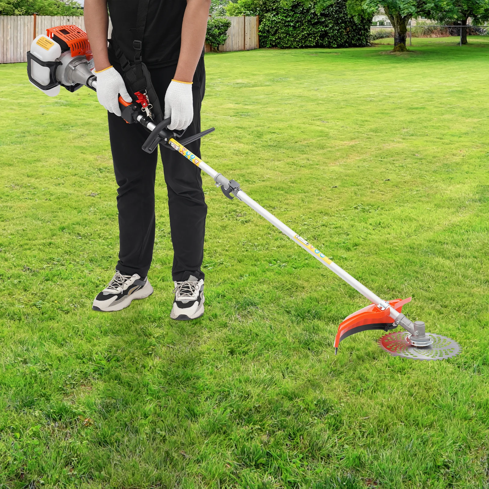 5-in-1 Multi-Functional Trimming Tools, 2.3HP 52CC Gas Hedge Trimmer, Weed Eater, String Trimmer, Edger, Brush Cutter & Pole Chainsaw Pruner W/Extension Pole for Yard Garden Lawn and Shrub Pruning