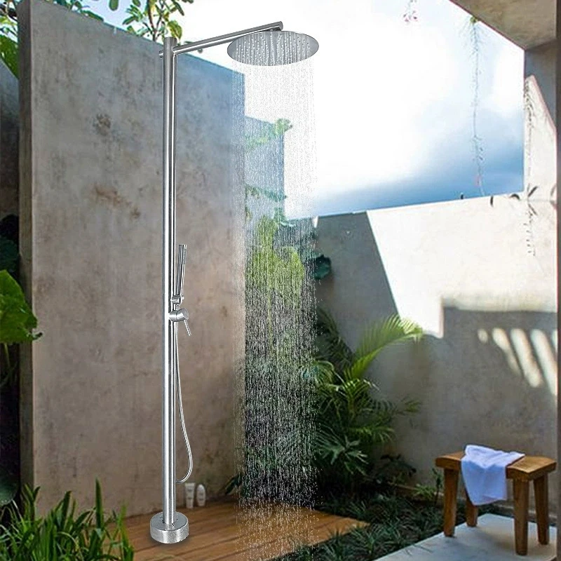Stainless Steel Outdoor Shower Panel Column Villa Pool Wash Center Beach Floor Rain Shower Head Set