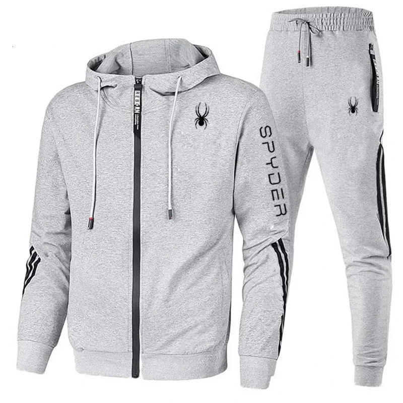 Spring Autumn Men Tracksuits Sets Long Sleeve Hoodie+Jogging Trousers 2 Piece Fitness Running Suits Sportswear Casual Clothing