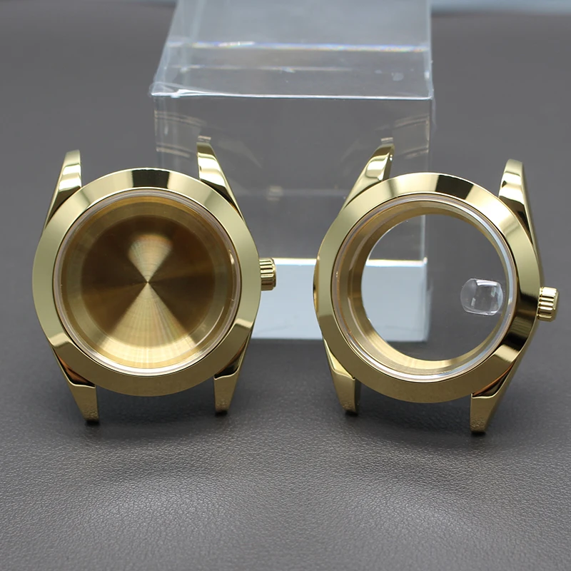 Cajas con borde biselado dorado de 36mm y 40mm, piezas de reloj de lujo para Air King Seiko NH35 NH36 NH38 4R36 Miyota 8215, movimiento de 28,5mm, esfera de 10ATM